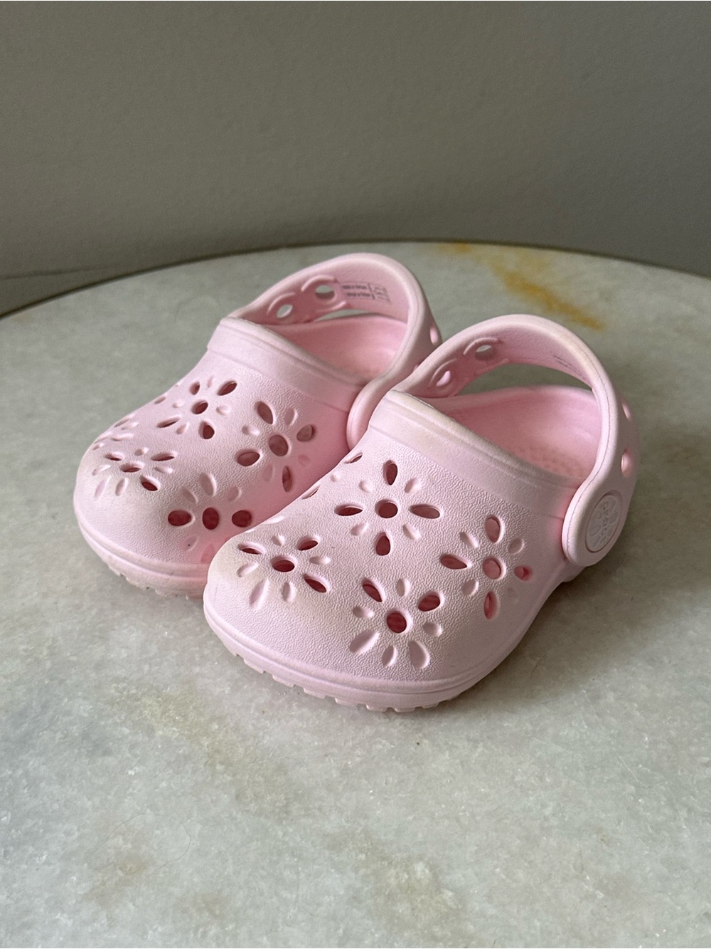 Crocs Toddler Classic Floral Cut-Out Clogs Pink Milk Size 4 Water Resistant